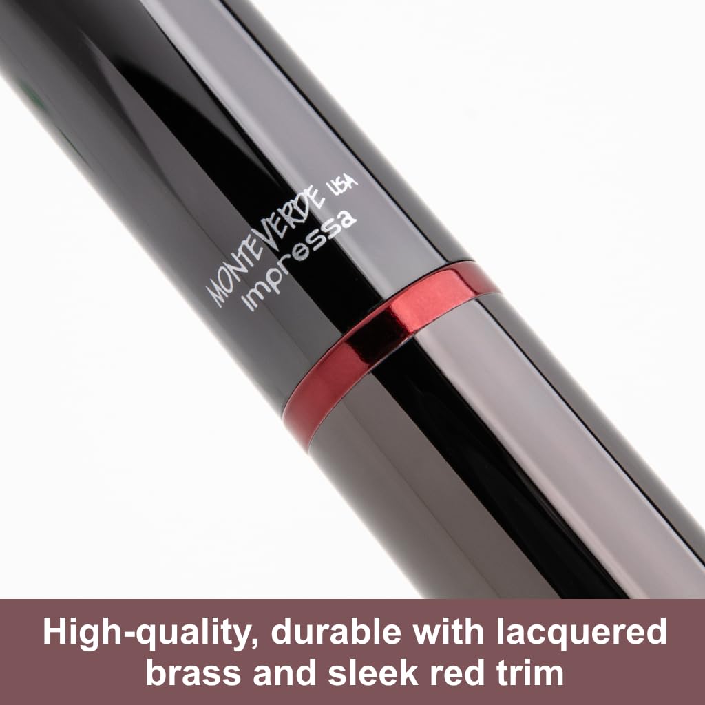 Monteverde USA Impressa Fountain Pen Gun Metal with Red Trim - Fine Point - JoWo German Nib