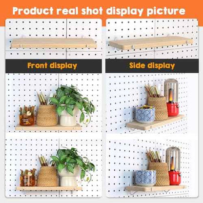 Solid Wood Pegboard Shelf, Pegboard Shelves with Pegboard Hooks, Pegboard Accessories for Craft Room, Garage, Gaming Room, 4 Pack
