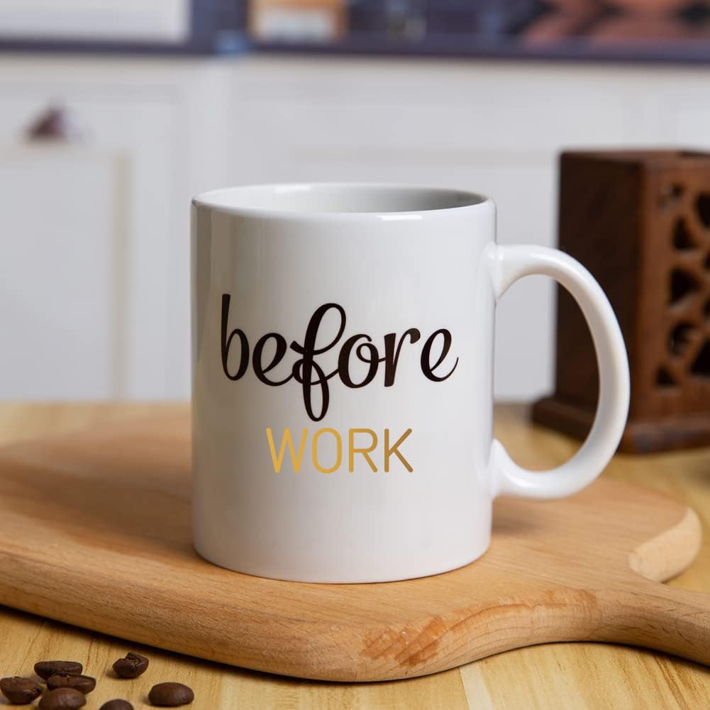 PUGED Before Work After Work Because Work Gift Set 11 oz Coffee Mug 18 oz Wine Glass 2 oz Shot Glass with Gifted Box for Coworkers Boss Office Gifts Bosses Day Christmas Farewell Party Gift (Black)