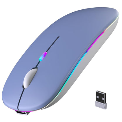 Wireless Bluetooth Mouse, Rechargeable, LED, Silent, Ultra-thin Design (Bluetooth 5.2 and 2.4GHz USB Receiver) | Portable Computer Mouse for Laptops, iPads, MacBooks and Apple Devices (Black)