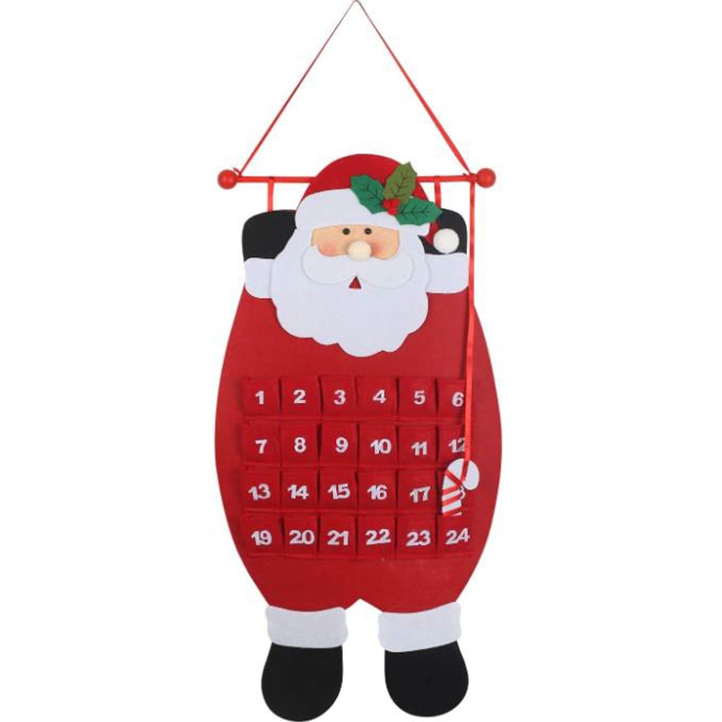 Santa Christmas Advent Calendar 2026 3D Felt Hanging Santa Advent Calendar Reusable Countdown to Christmas Calendars Santas Advent Xmas Decorations Gifts Xmas Countdown Calendars