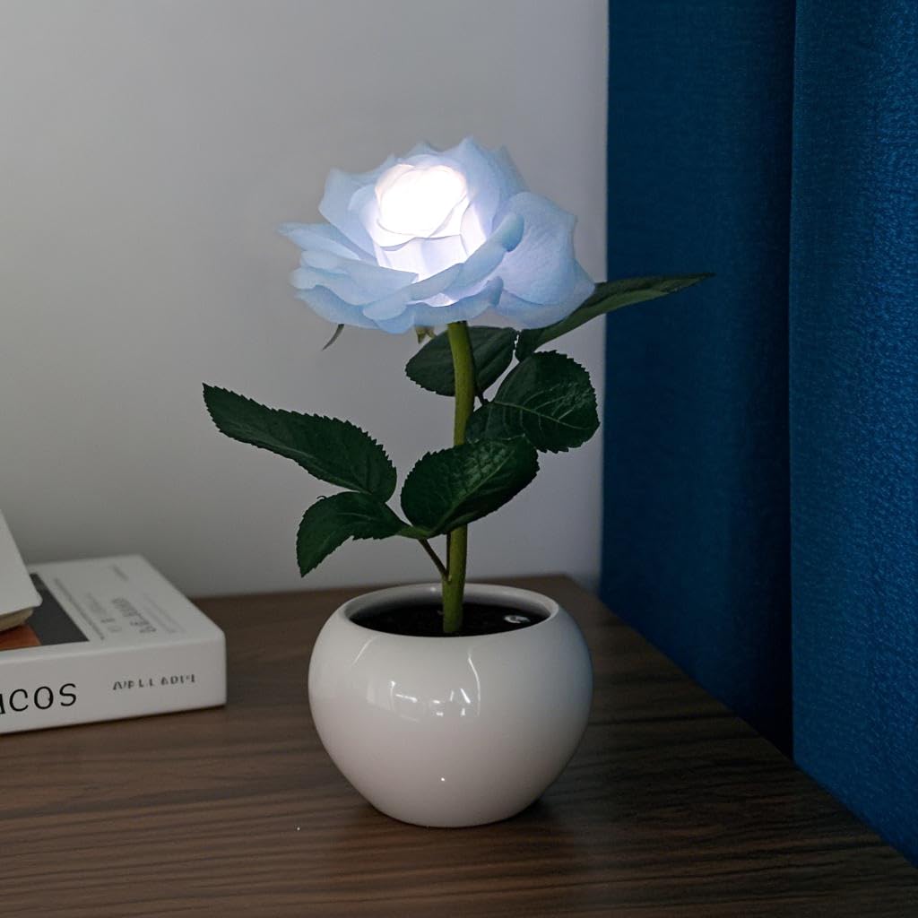 Naimo Artificial Flower Night Light Rechargeable LED Night Lamp Rose Table Lamp for Bedroom Living Room Birthday Party Desktop Home Decor