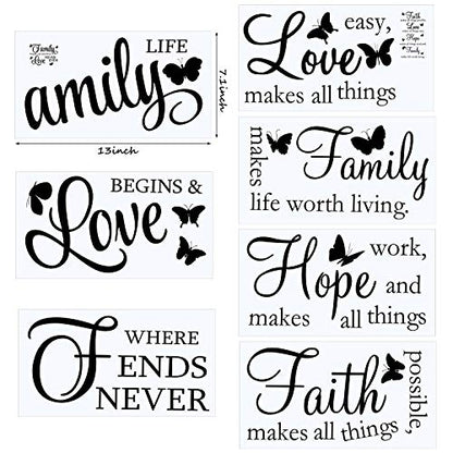 2 Sheets Family Vinyl Wall Decor Stickers, Faith Makes All Things Possible, Family Scripture Quote Wall Decals, Inspirational Quote Sayings Butterfly Art Decals Stickers(Black)