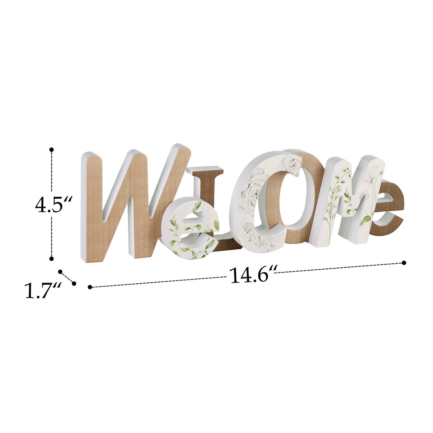 NIKKY HOME Wooden Welcome Sign, Table Signs Freestanding Words Sign Decorative Cutout Welcome Letters Sign for Home Entryway - Brown