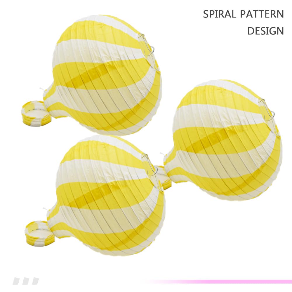 Ruidee 3 Pieces Hanging Hot Air Balloon Paper Lanterns 12 inch Paper Lanterns Set Decoration Ball Lamps for Wedding, Birthday, Anniversary, Christmas (Yellow)