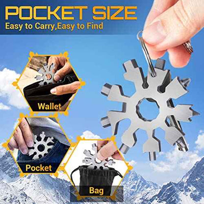 Snowflake Multi Tools Gifts for Men Christmas Stocking Stuffers for Men Adults Dad Teens 20-in-1 Multitools Pocket Size Mini Gadgets Screwdriver Wrench Bottle Opener