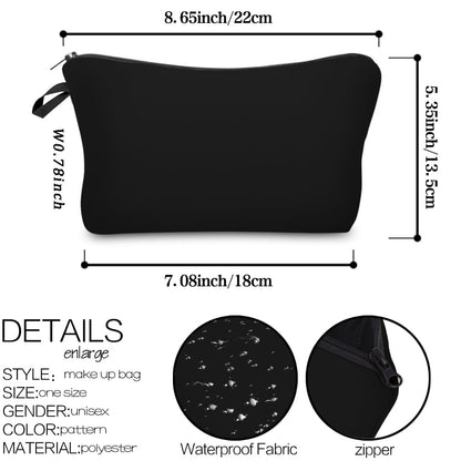 Deanfun Makeup Case Small, Cosmetic Zipper Bag Waterproof for Purse Mini, Women Cute Traveling Accessories Pouch for Ladies Thanksgiving Christmas Gifts(Solid Black D2-51705) 8.65" x 5.35" x 0.78"
