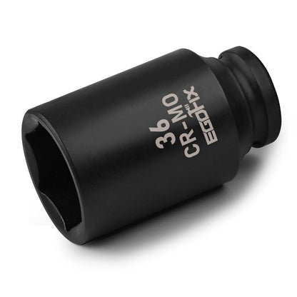 EGOFIX 36mm Socket 1/2" Drive Deep Impact Metric Socket,CR-MO 6 Point for Easy Removal of Axle Nut
