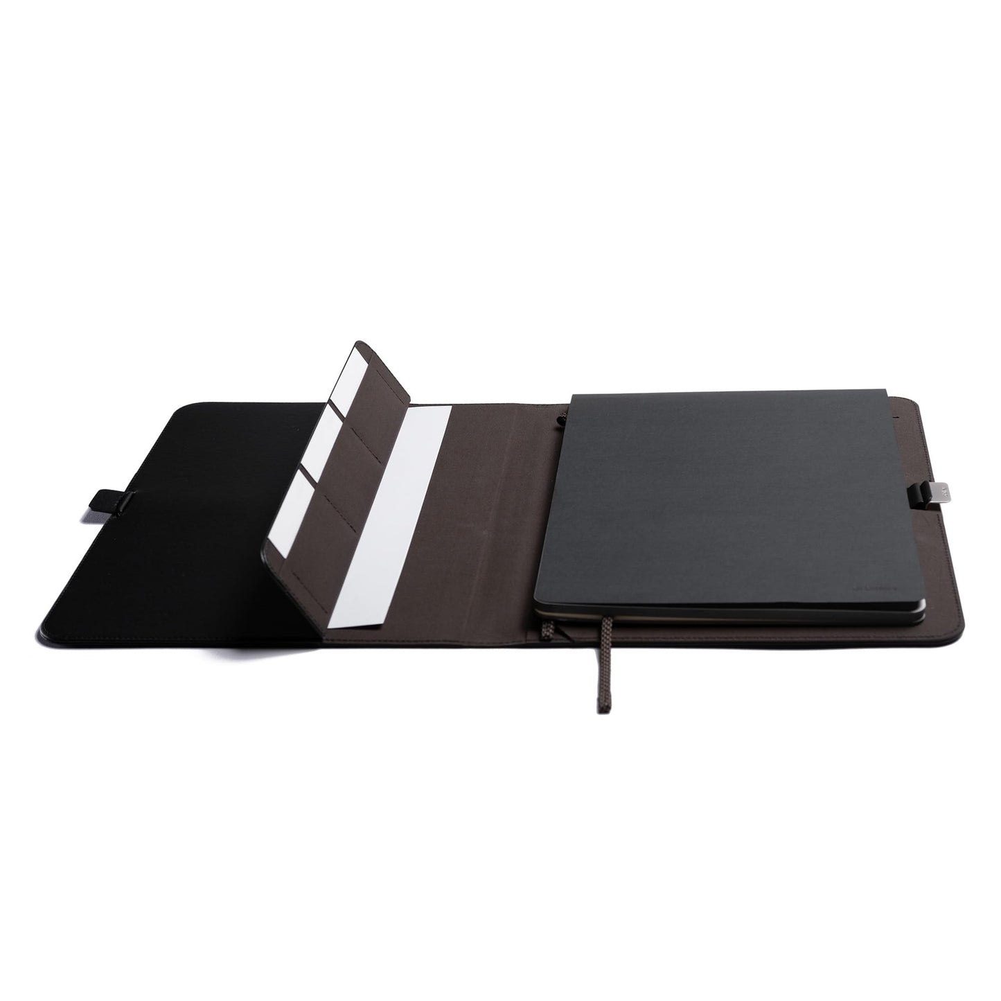 Orbitkey Compendium – Premium Vegan Leather & Recycled Fabric – Leather-Free Notebook Cover - Elastic Cord Closure, Hidden Card Slots & Pen Holder – Professional Organizer & Document Folio (Black, A4) [Office Product]