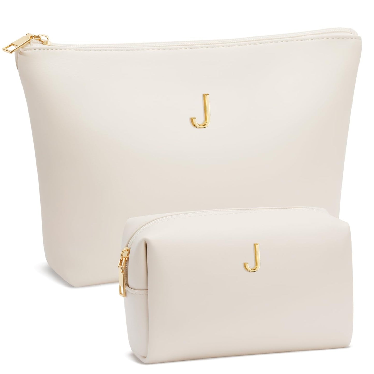 CLOUDWINGS Graduation Gifts | Initial Makeup Bag for Women Personalized Gifts for Bridesmaid Teachers Friend Female College Cosmetic Travel Toiletry Bag(Beige,J)