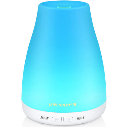 URPOWER Essential Oil Diffusers for Home with 7 LED Color Changing Lights, Timer & Auto-Off Ultrasonic Aromatherapy Diffuser Cool Mist Humidifer Scent Diffuser for Bedroom, Office, Yoga
