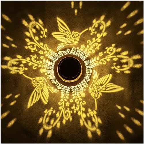 2 Pack Hummingbird Solar Lanterns Outdoor Waterproof Hanging Solar Lights Hummingbird Gifts for Women Men Metal Decorative LED Lights for Garden Decor,Yard,Patio,Lawn,Tabletop,Pathway,Landscape