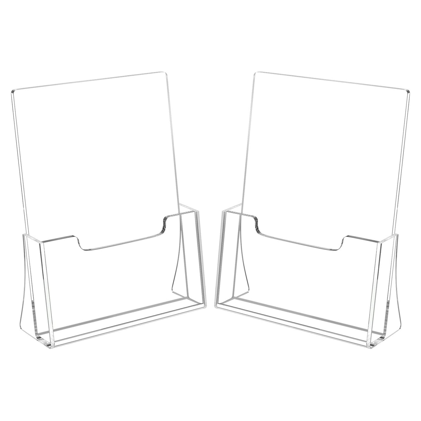 HIIMIEI Brochure Holder 8.5 x 11 inches, Acrylic Flyer Holder with 2 Pack, Plastic Stands for Displaying Magazines, Pamphlets, Literature, Brochures, Booklets, Menu