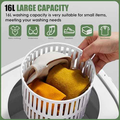 Portable Washing Machine 16L Mini Laundry Washer 3 Modes with Spin Basket Laundry Machine Cleaning Depth Underwear,Baby Clothes Small Shirt for Apartments Dormitories Hotels and Camping (Green)