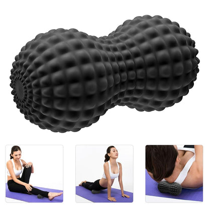 SELEWARE Peanut Massage Ball, Peanut Double Lacrosse Massage Roller Ball for Back Neck Shoulder Spine Legs Hips, Deep Tissue Peanut Roller Ball Trigger Point Muscle Massage Ball, Black