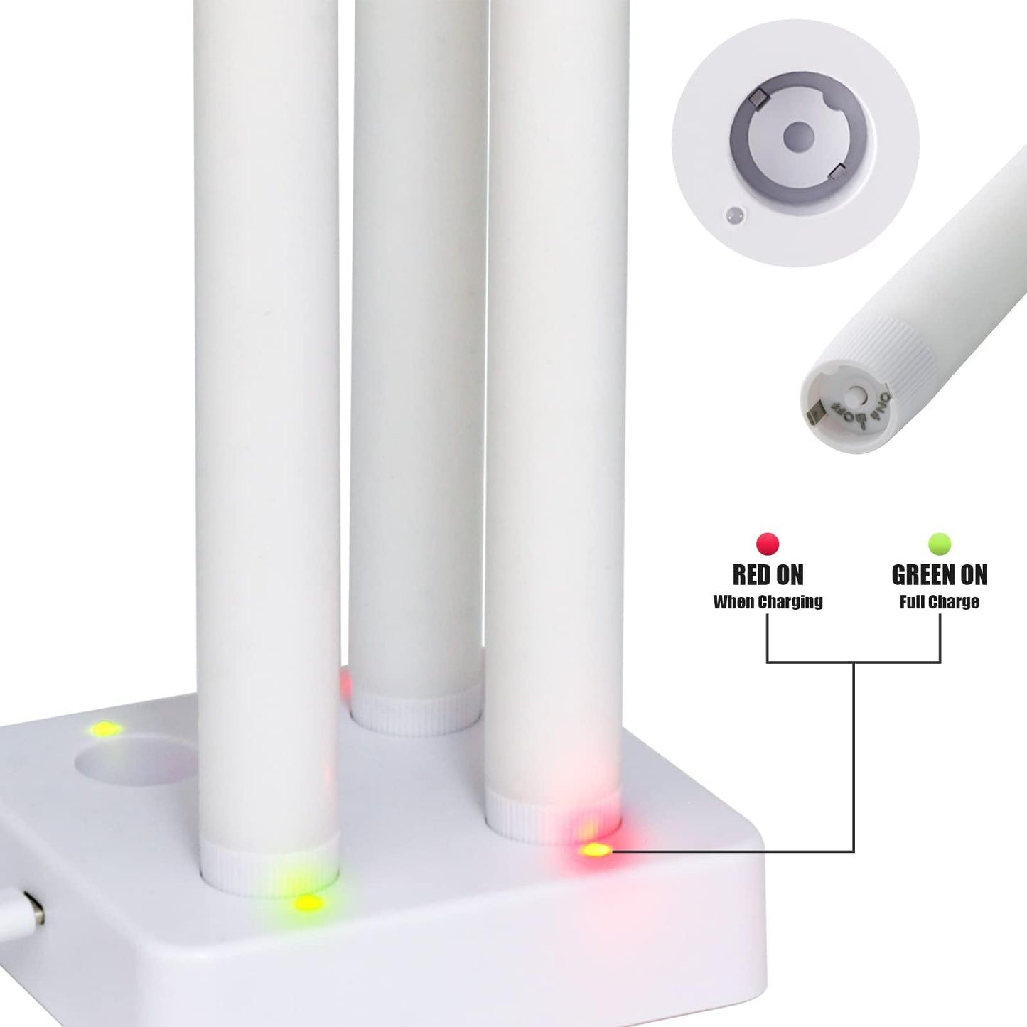 PChero Rechargeable Taper Candles with Remote Timer, 9.8 Inches Real Wax Flameless LED Tapered Candles USB Chargeable for Fireplace Xmas Holiday Home Decor, 2 H Charge/130 H Work Time