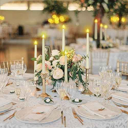 Homemory 24 Pcs Flameless Taper Candles with Remote Timer Dimmer, 11 inches Ivory Candlesticks Battery Operated, Plastic LED Taper Candles with Flickering Flame for Halloween Christmas Church Wedding