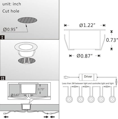 LED Deck Lights Kit, 20pcs Φ1.22 WiFi Wireless Smart Phone Control Low Voltage Recessed RGB Deck Stair Lights Waterproof Outdoor Step Yard Path Landscape Decor, Fit for Alexa, Google Home