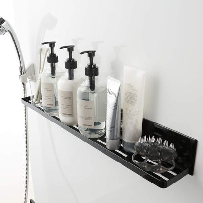 Yamazaki Industries 4859 Magnetic Bathroom Rack, Long, Black, Approx. W 23.6 x D 3.3 x H 3.1 inches (60 x 8.5 x 8 cm), Tower, Bathroom Storage, Drainage Holes, Hooks Included