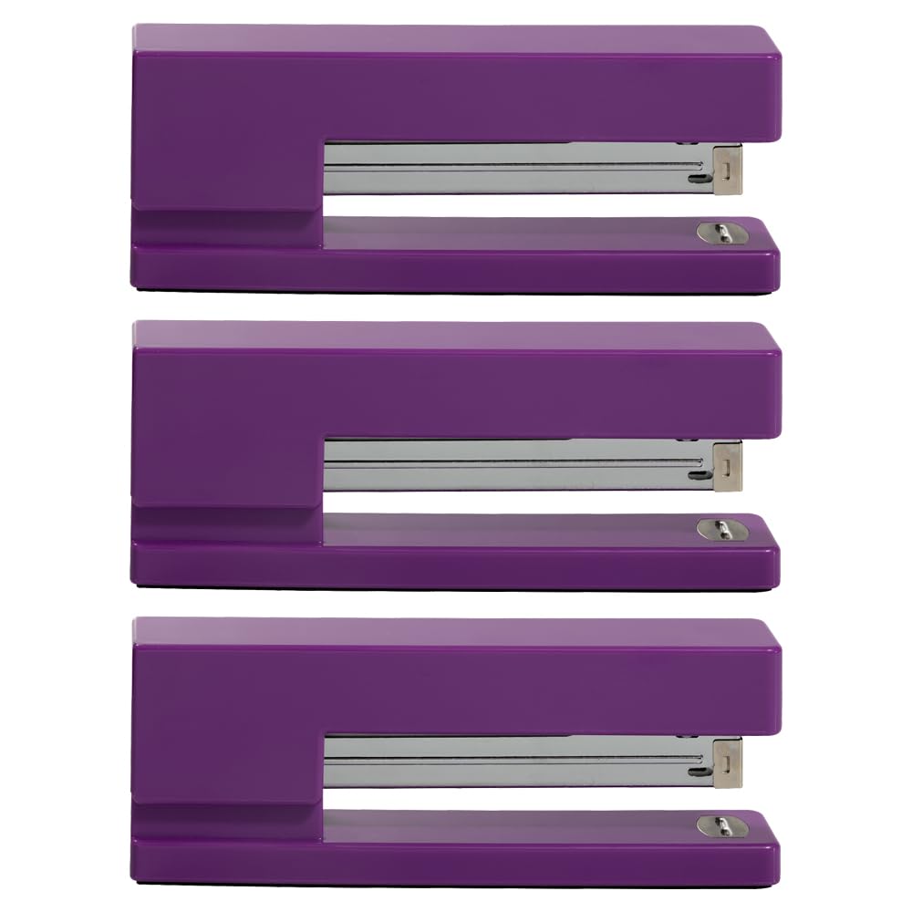 JAM PAPER Modern Desk Stapler - Purple - 3/Pack
