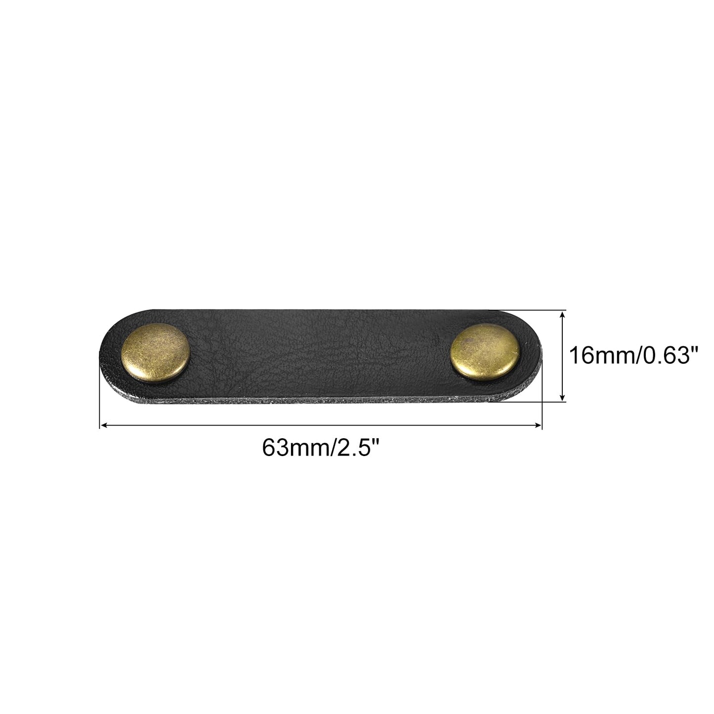 MECCANIXITY Pack of 15 Leather Cable Straps Cord Organizer 63x16mm Portable Cable Leather Clips Black Earphone Cord Management for Cable, Wire