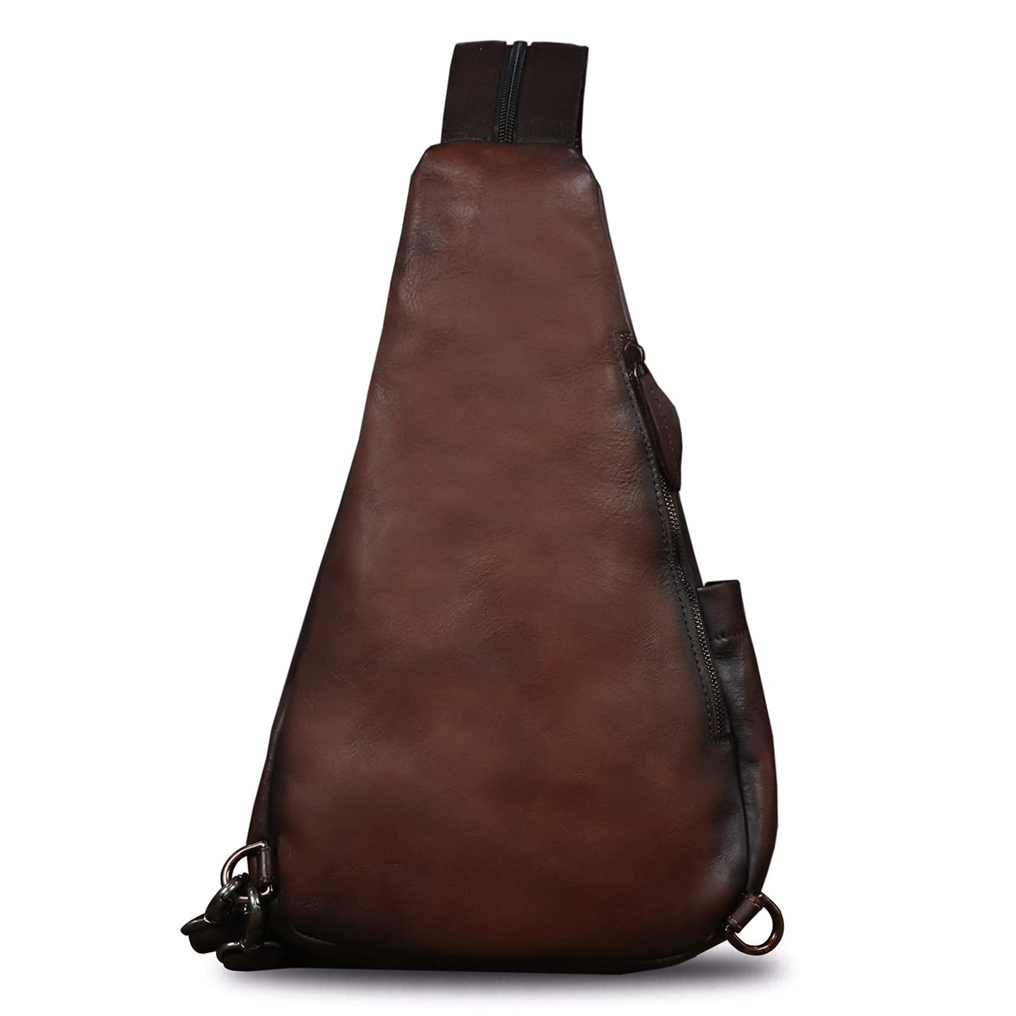 Genuine Leather Sling Bag for Men and Women Vintage Sling Backpack Shoulder Crossbody Bag Chest Bag for Ipad (LightCoffee)