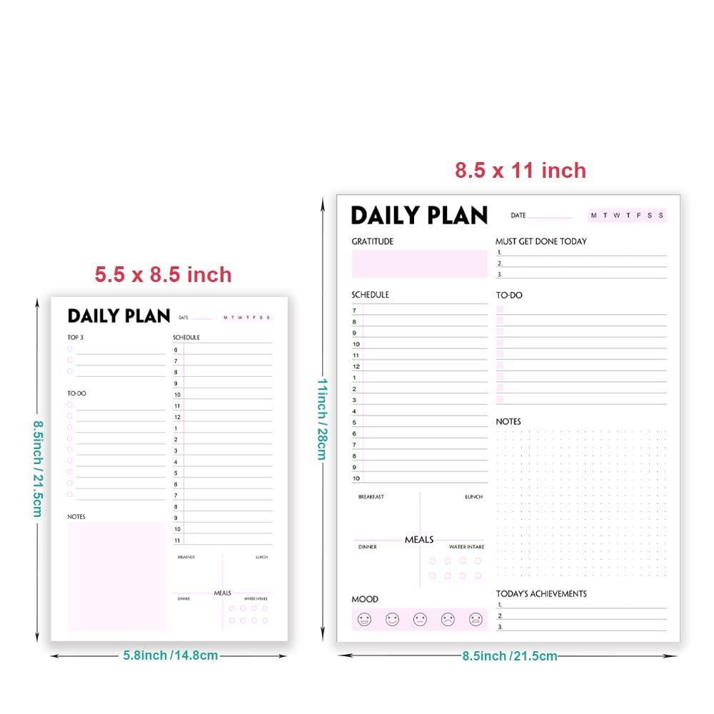(Pack of 3) Nokingo Daily To Do Lists - A5 Calendar, Organizer with Priority, To Do Lists, Appointments, Meals and Water Intake Tracker, 50 Undated Tear-Off Sheets Daily Planner Pad, 5.8"x8.25"
