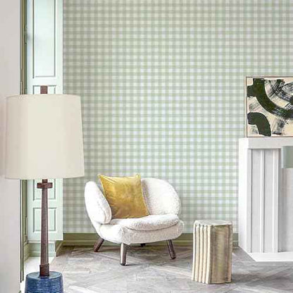 Cohoo Home Green Plaid Peel and Stick Wallpaper Boho Plaid Contact Paper for Cabinet Green Checkered Geinham Contact Paper Self Adhesive Removable Wallpaper Bathroom Nursery Waterproof 17.3inW 78.7inL