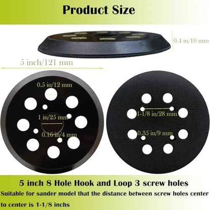 2 Pack 5 Inch 8 Hole Replacement Sander Pad for Ryobi Sander, 5 Inch 8 Hole Hook and Loop Replacement Sanding Pad for Ryobi RS290, RS241, RS240, RS280, RS280VS, RS281VS, P411 Random Orbit Sander