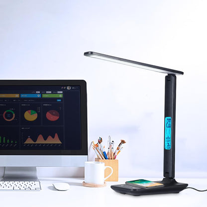Multifunctional LED Desk Lamp with Wireless Charger,USB Charging Port,Clock,Phone Holder,Desk Lamps for Home Office,Eye-Caring Reading Lamp,Study Lamp for Boys,Girls,Teens,White