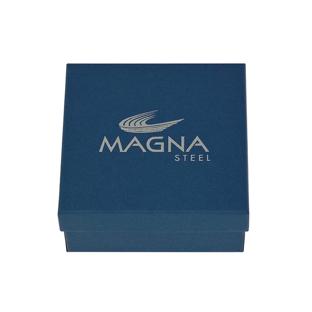 Magna Steel Men's Two-Layer Braided Genuine Leather Wheat Chain Bracelet with Stainless Steel Ornaments (Black)