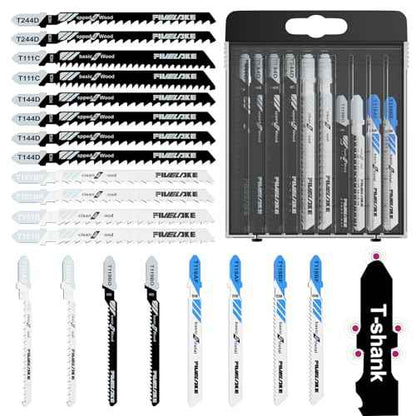 T-Shank Jigsaw Blades Set with Case, 20Pcs Assorted Replacement Jigsaw Blades for Wood, Plastic and Metal Cutting (T118AF, T118BF, T101AO, T119BO, T101B, T101BR, T111C, T244D, T144D)