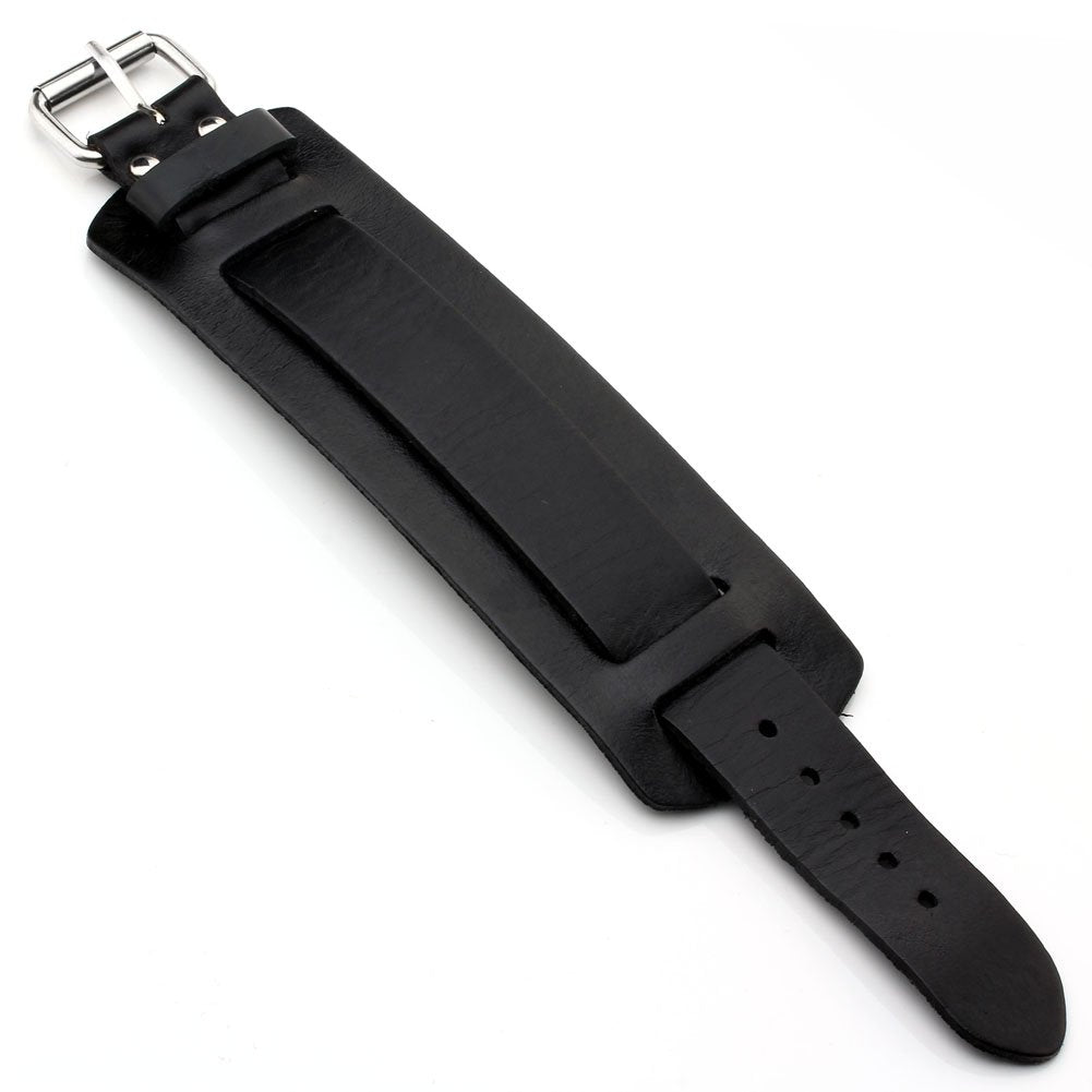 Jovivi Punk Men Women Black Brown Wide Genuine Leather Wrap Cuff Bangle Bracelet Belts Wistband, Adjustable 7.2"-9"