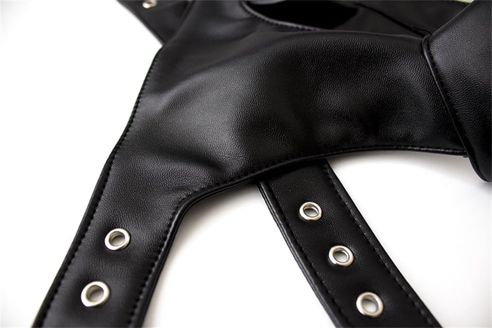 Men's PU Leather Gothic Punk Chest Harness Belt, Adjustable Body Strap with Metal O-Ring, Festival Rave Clubwear Costume Top for Cosplay Halloween Party Nightclub Wear Black