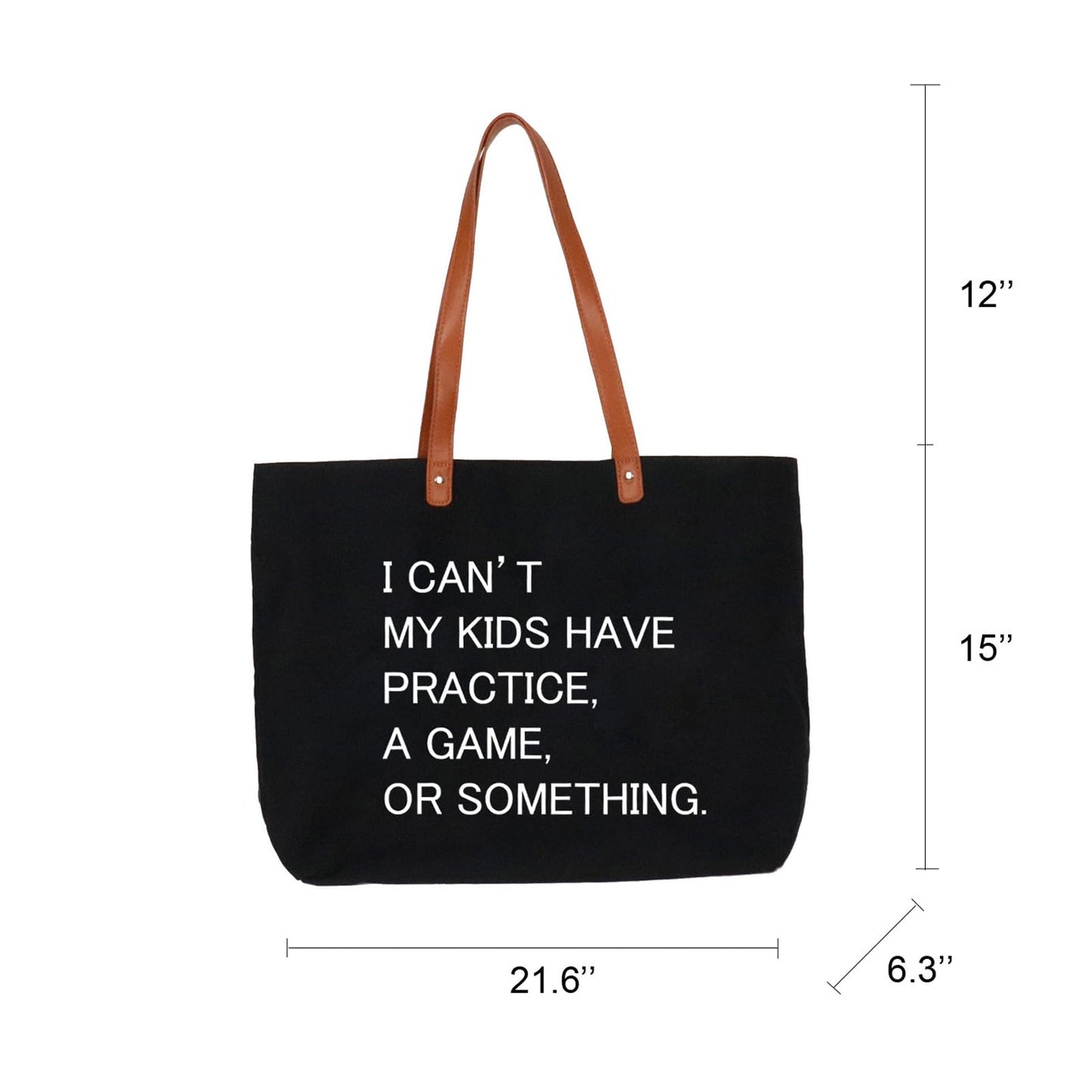 Lamyba I Can't My Kids Have Practice A Game or Something Tote Bag,Sports mom,Soccer Mom Bag with Zipper,Black