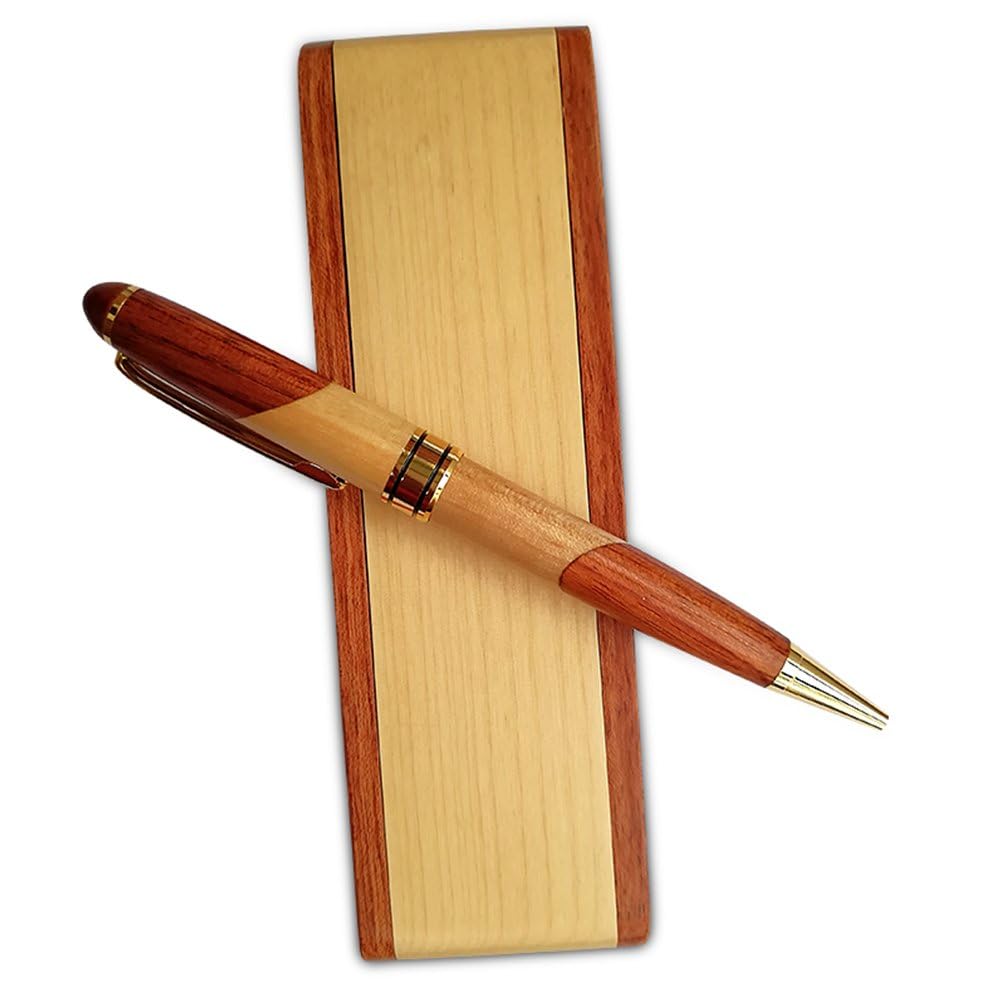 Renawe Luxury Wooden Ballpoint Pen Gift Set with Business Pen Case Display, Nice Writing Pen with Box and Gel Ink Refills Fancy Business Wood Pens Stand for Men Women Designer Cool Executive Pen