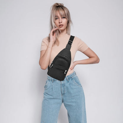 Small Sling Backpack Crossbody Sling Bag for Women, Chest Bag Daypack Fanny Pack Cross Body Bag for Outdoors Hiking Traveling - Black