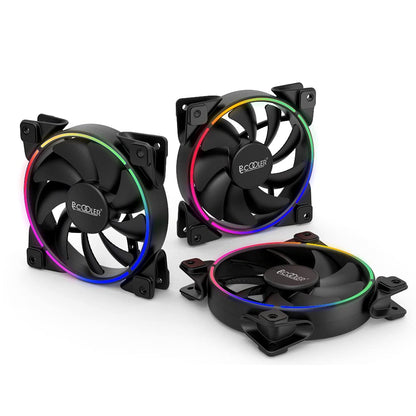 PCCOOLER 3-in-1 ARGB Cooling Fans KIT with Controller for Desktop Computers, 4.92 inches, 2000 rpm, 29.1 decibels