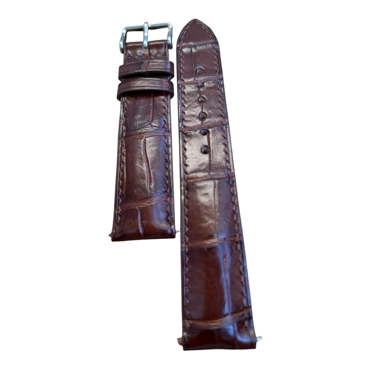 Quick Release Genuine Alligator Leather Watch Strap Band, Real Crocodile Skin Watch Band Business Casual Universal Genuine Leather Watch Strap Replacement Band Strap Men Women (Brown Alligator Belly Leather, 20mm/18mm)