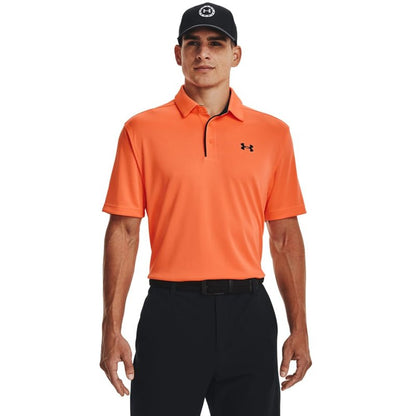 Under Armour Men's Tech Golf Polo, (866) Orange Blast / / Black, Small Tall