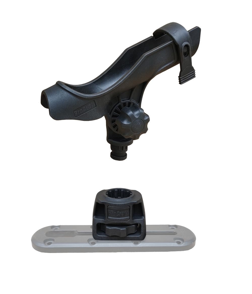 Brocraft Fishing Rod Holder with Kayak Track Mount | Baitcaster & Spinning Reel Rod Holder for Boat, Kayak & Track Systems