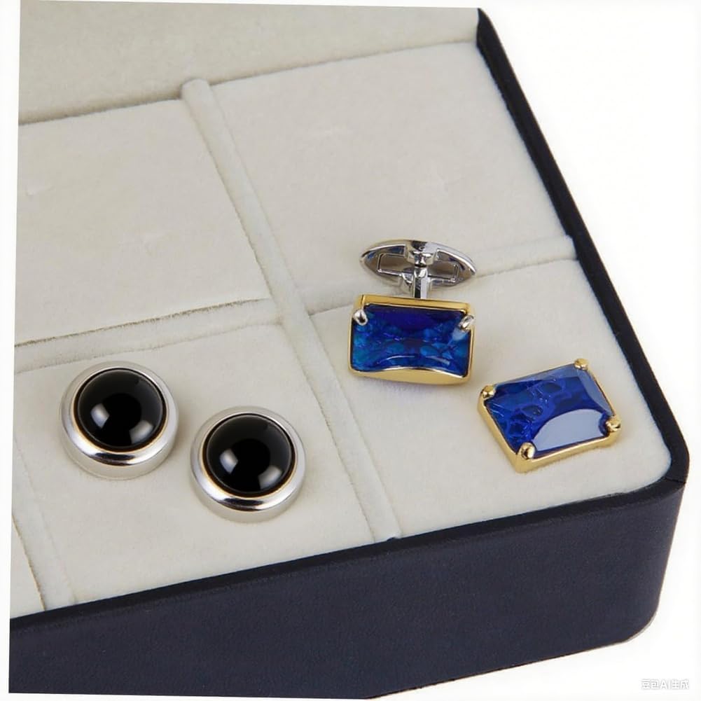 Salutto PU Box Cufflinks Tie Clip Brooch Lapel Storage Case Box Boutique Black