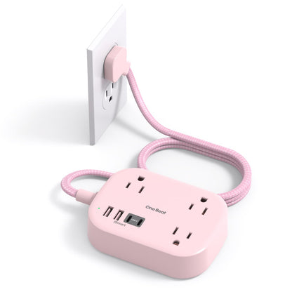 Cruise Essentials 2025,One Beat Travel Power Strip with USB C,Flat Plug Extension Cord with 3 Outlets 4 USB Ports(2 USB C),5 ft Desk Wall Outlet Extender,Non Surge Protector for Cruise,Dorm Room,ETL