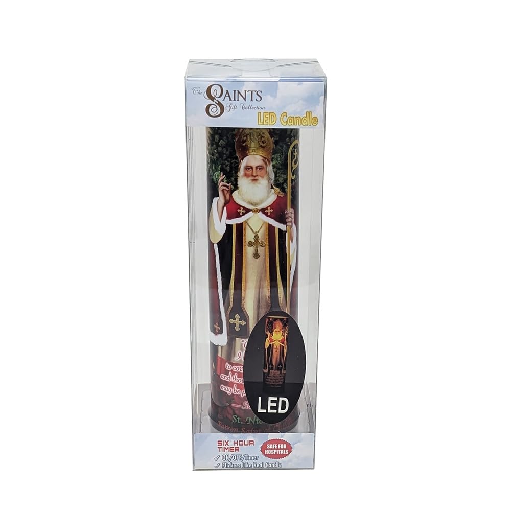 St Nicholas, LED Flameless Devotional Prayer Candle, THE SAINTS COLLECTION