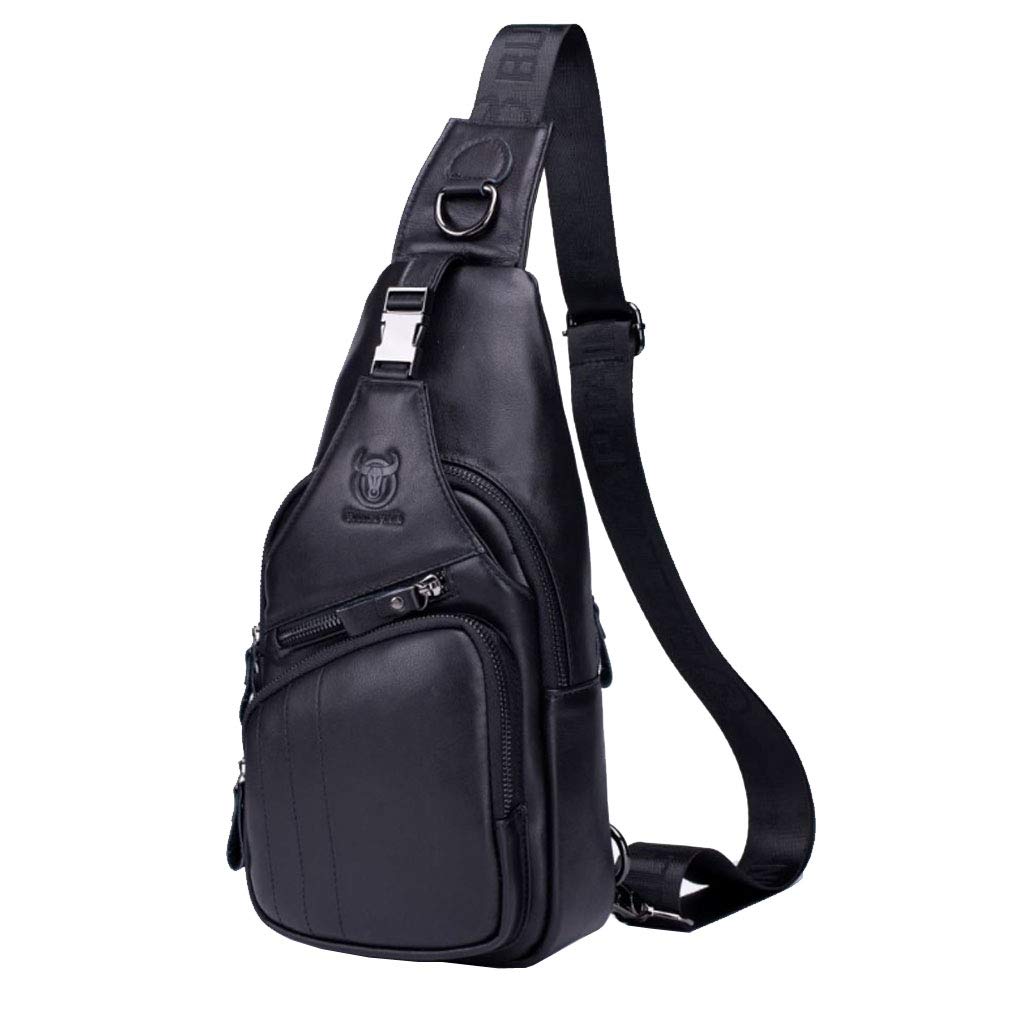 Hebetag Leather Sling Bag Crossbody Backpack for Men Women Outdoor Travel Shoulder Chest Pouch Casual Hiking Pack
