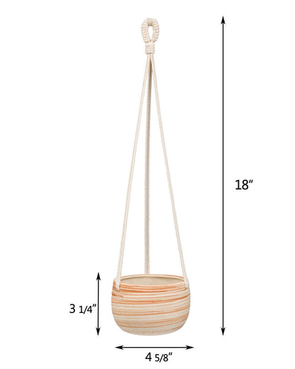 Mkono Ceramic Hanging Planter Macrame Plant Holder 5 Inch Cute Succulent Cactus Pot with Cotton Rope Hanger for Indoor Outdoor Decor, 1 Pack