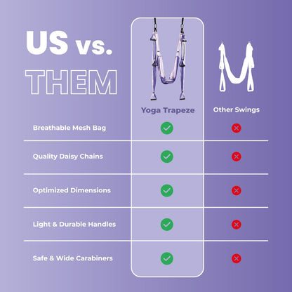Yoga Trapeze Swing Set for Home & Outdoor | Easy Setup for Strength, Balance & Back Pain Relief | Adjustable Straps & 600lb Capacity, Includes Carrying Bag & Online Tutorials, Purple