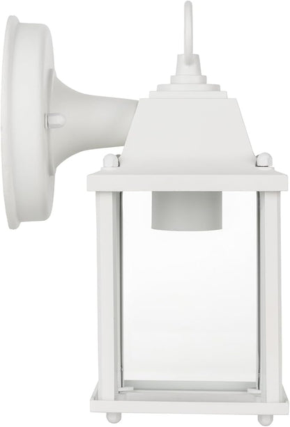 LIT-PaTH Outdoor Wall Lantern, Wall Sconce as Porch Lighting Fixture, E26 Base, Aluminum Housing Plus Glass, Water-Proof and Outdoor Rated, ETL Qualified, 1-Pack, White