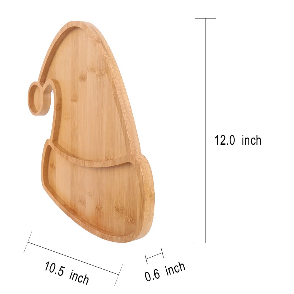 KEPATO Christmas Dishes Wooden Serving Tray,Christmas Santa Hat Shape Sushi Plate Tray for Restaurant and Home