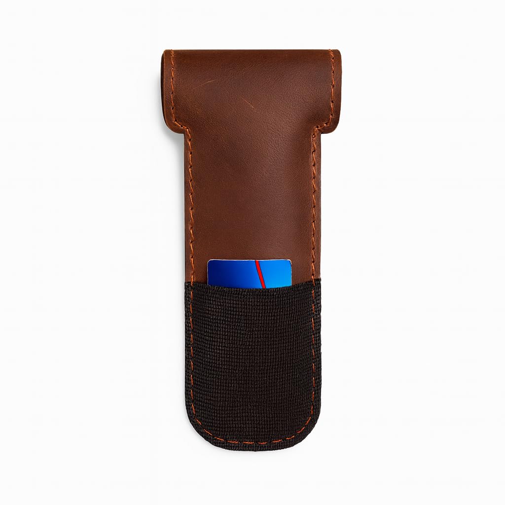 PavinCrafter Full Grain Leather Razor Cover | Double Edge Razor Case | Handmade Safety Razor Protector Sheath for Travel & Storage | Barber Shaving Accessory for Men – Tan